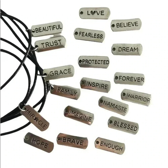 Words of Inspiration Handmade Leather Necklace NWT - Picture 1 of 3